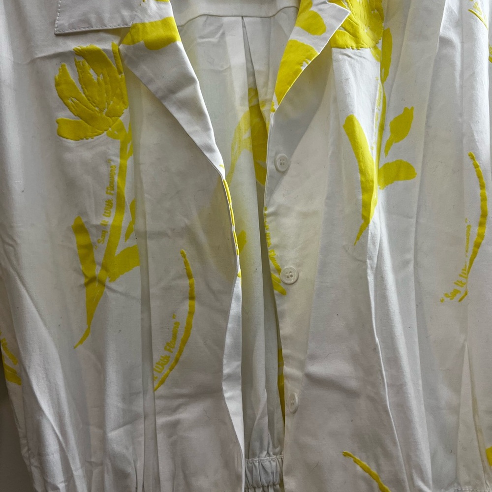 Floral Belted White and Yellow Dress - Picture 9 of 11